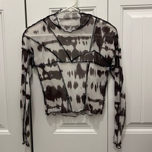 Mesh Cow Print Top